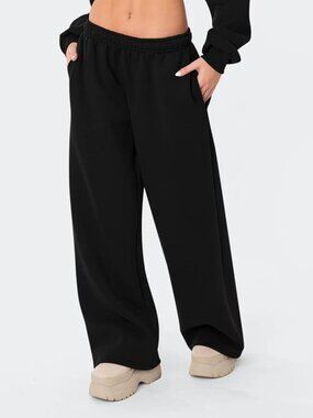 Women's HeSaYep Fleece Lined Sweatpants Wide Leg  Baggy Sweat Pants with Pockets
